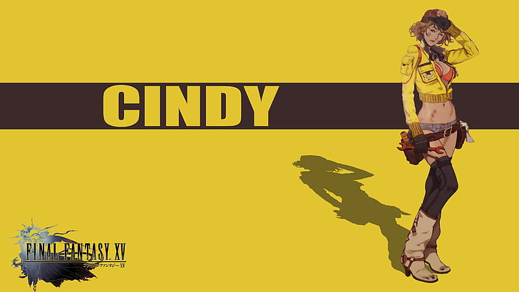 Final Fantasy XV Cindy illustration, mechanics, yellow, women
