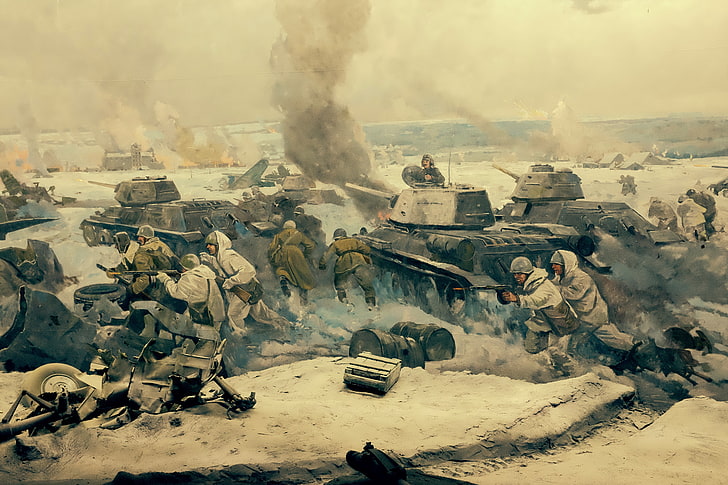 war painting, Museum, Panorama, fragment, the hero-city of Volgograd, HD wallpaper
