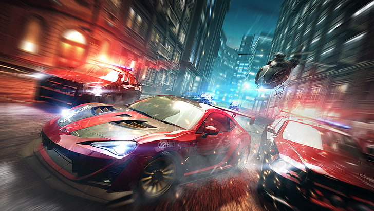 city, Dodge Charger, helicopters, Motion Blur, need for speed