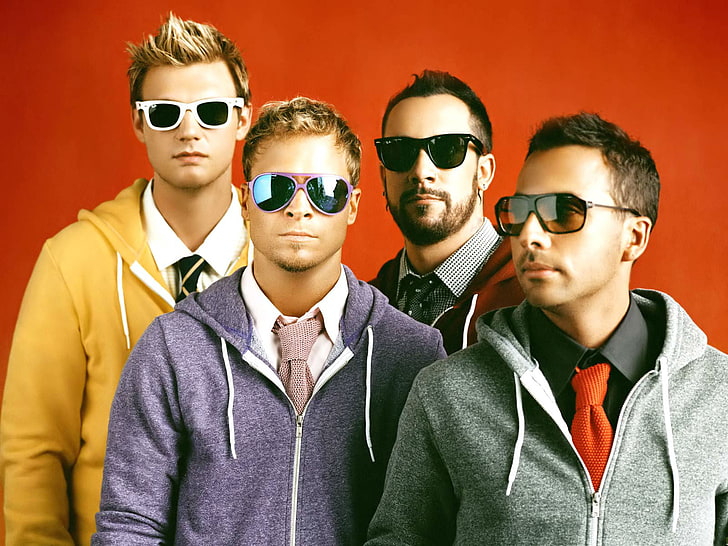 Backstreet Boys, men's gray, purple, and yellow full-zip hoodies