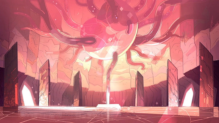 pink and black body organ fanart, Steven Universe, cartoon, illuminated, HD wallpaper