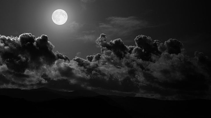 untitled, Moon, cloud - sky, full moon, night, group of people, HD wallpaper