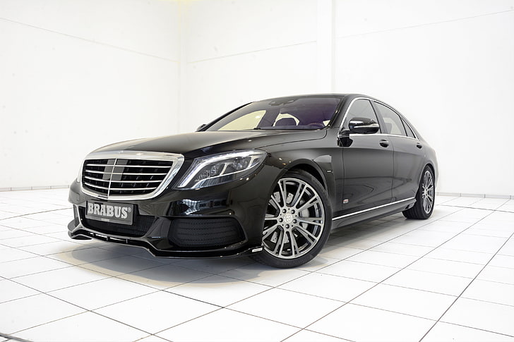 black car, Mercedes-Benz, sedan, Hybrid, BRABUS, S-Class, W222, HD wallpaper