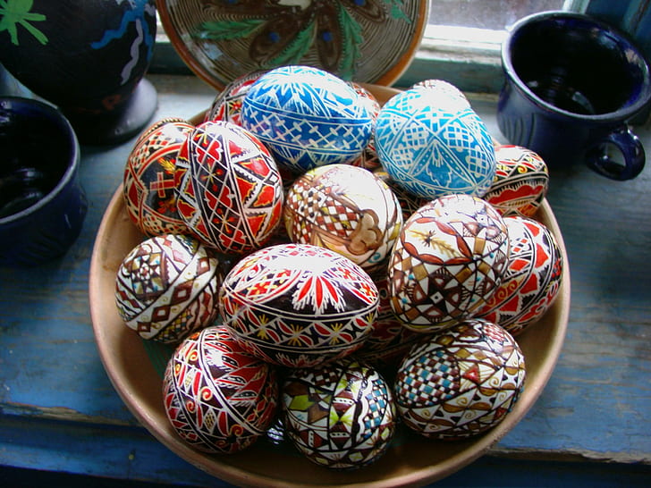 Decorated Easter Eggs, custom, tradition, colors, romanian, colorful, HD wallpaper