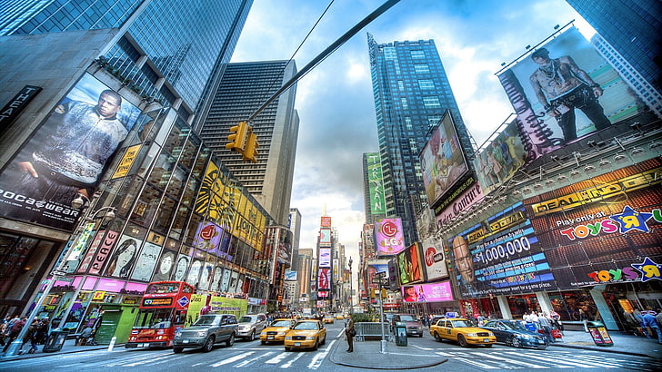 New York Times Square wallpaper, street, buildings, cars, traffic