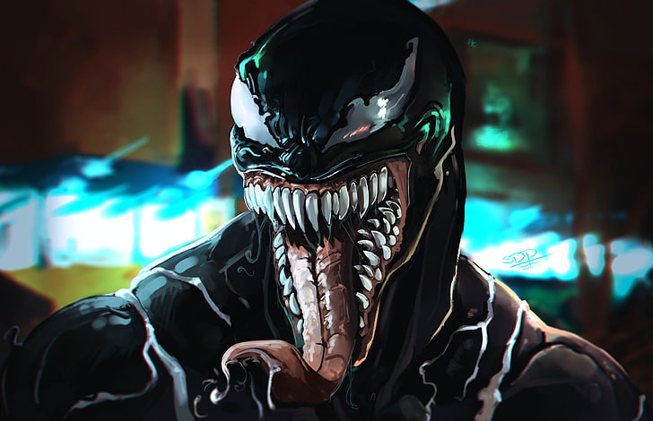 Marvel Venom wallpaper, Figure, Language, Teeth, Eyes, Movie, HD wallpaper