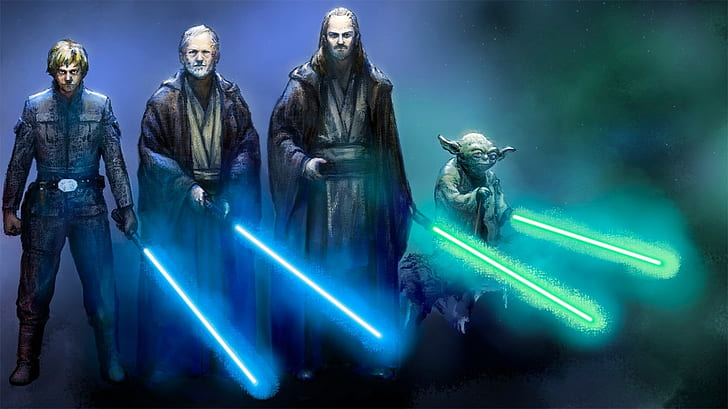 HD wallpaper: Star Wars, drawing, Yoda, Obi-Wan Kenobi, Qui-Gon Jinn, Luke  Skywalker | Wallpaper Flare