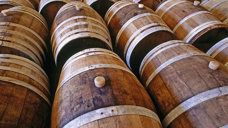 barrels, wood, cellar, cylinder, wine cellar, food and drink, HD wallpaper