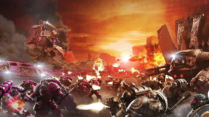 robot and army on war game application wallpaper, Warhammer 40,000, HD wallpaper