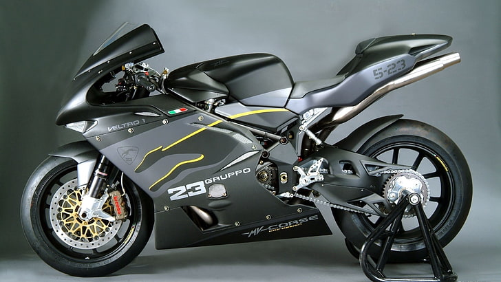 gray and black sports bike, mv corse, motorcycle, transportation, HD wallpaper