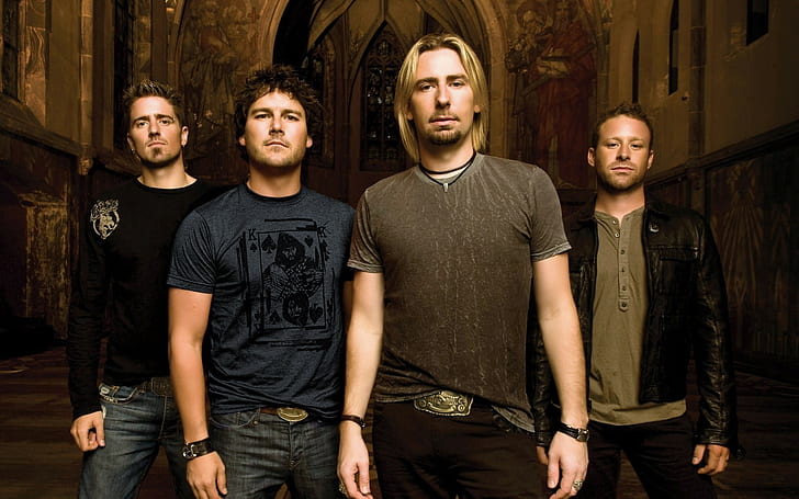 Nickelback, Band, Members, Cathedral, Church, young men, portrait