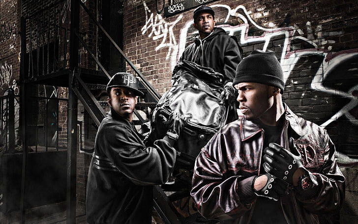 three men wearing jacket wallpaper, g-unit, stairs, street, robbery, HD wallpaper