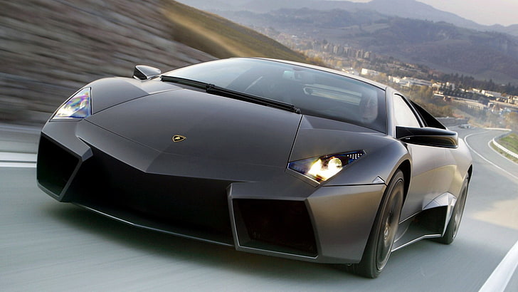 black Lamborghini Reventon coupe, car, transportation, mode of transportation, HD wallpaper