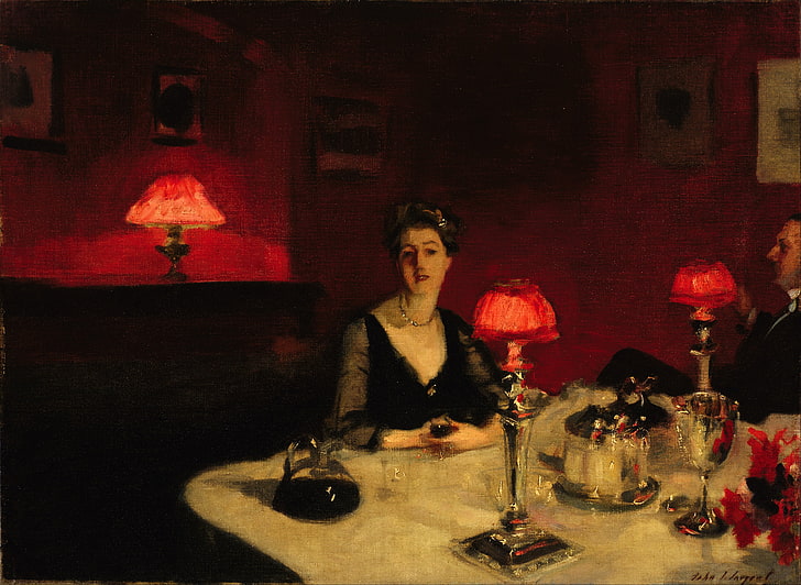 John Singer Sargent, classic art, red, indoors, adult, women, HD wallpaper