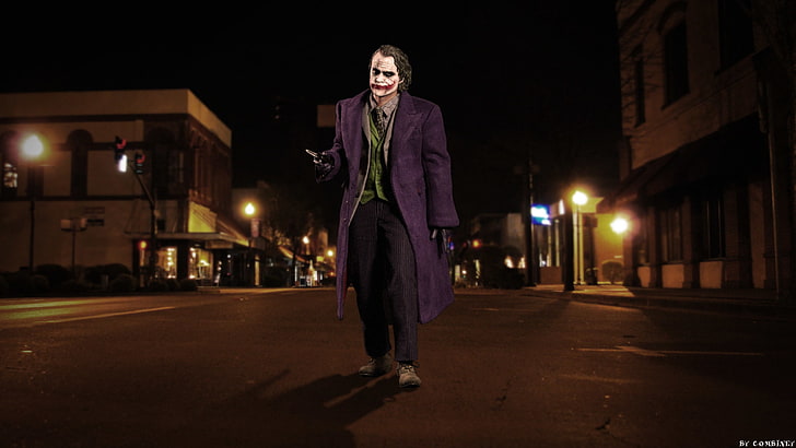 The Dark Knight, Joker, Batman, Heath Ledger, city, street, HD wallpaper