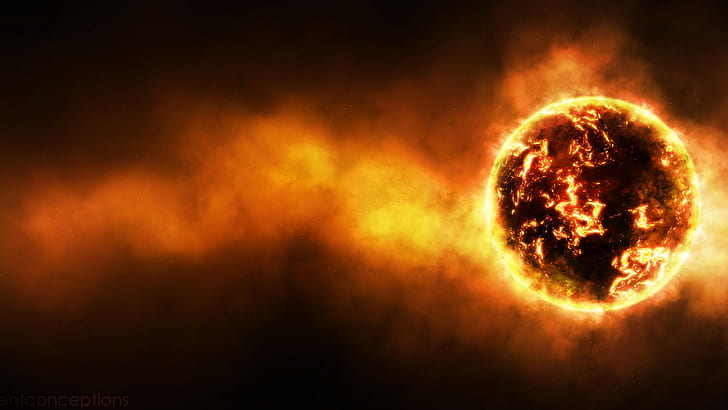 sun digital wallpaper, space, burning, heat - temperature, exploding