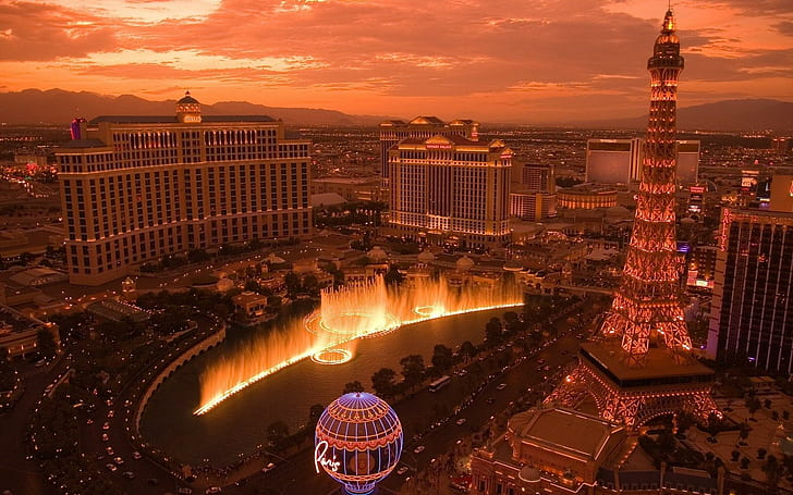 Amazing Las Vegas, las vegas city, water buildings, casino, nature and landscapes, HD wallpaper