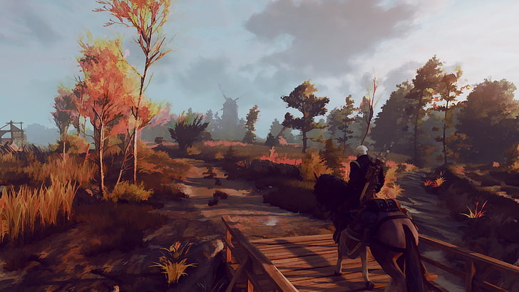 man riding horse illustration, The Witcher 3: Wild Hunt, video games