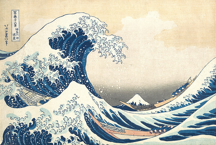ocean wave illustration, Japan, artwork, pattern, art and craft, HD wallpaper