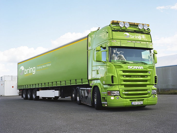 green Scania trailer truck, Tractor, The truck, R620, freight Transportation