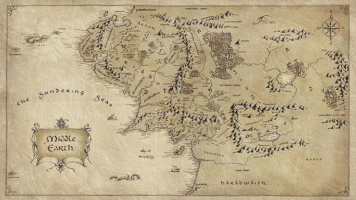 Hd Wallpaper Gray Map Middle Earth The Lord Of The Rings