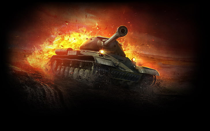 flaming battle tank wallpaper, WoT, World of Tanks, Is-4, destruction HD wallpaper