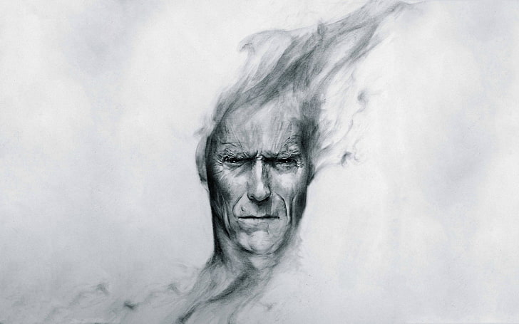man sketch, drawing, Clint Eastwood, artwork, men, actor, human body part, HD wallpaper