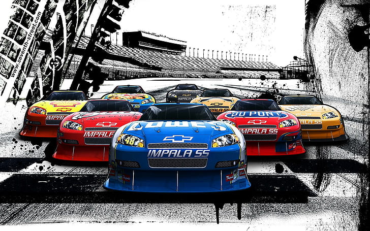 Chevrolet Team, chevy sports cars poster, race, track, auto, sportscar, HD wallpaper