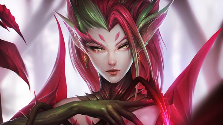 League of Legends Zyra wallpaper, one person, indoors, young adult