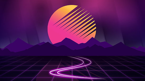 Hd Wallpaper Vaporwave Retrowave Purple Background Sunset