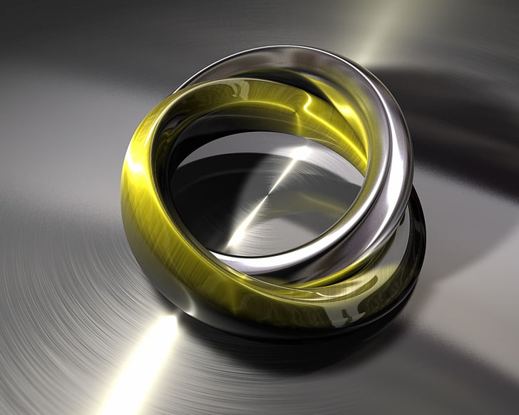 abstract, artwork, graphic design, vector, rings, metal, reflection, HD wallpaper