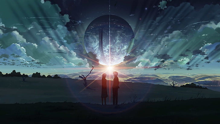 HD wallpaper: moon over man and woman character digital wallpaper, Anime, 5  Centimeters Per Second | Wallpaper Flare