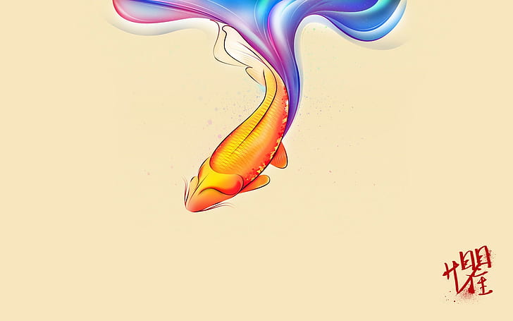 digital art, fish, simple background, artwork, HD wallpaper
