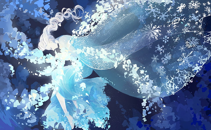 cartoon, Frozen (movie), blue, winter, nature, sea, no people, HD wallpaper