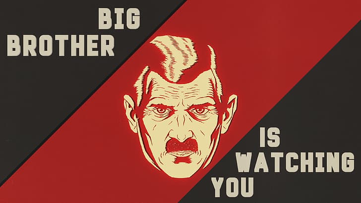 George Orwell, totalitarianism, big brother, red, communism, HD wallpaper