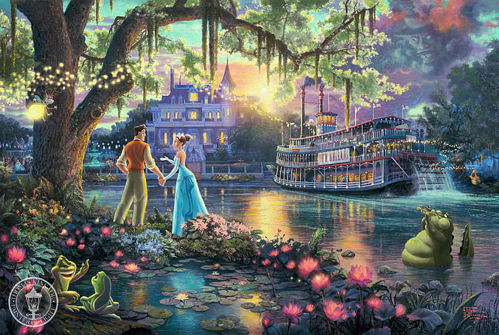 The Princess and the Frog, walt-disney, painting, the-princess-and-the-frog, HD wallpaper