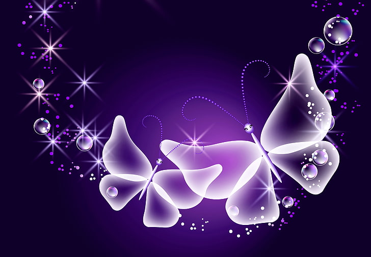 white and purple butterflies clip art, butterfly, abstract, glow, HD wallpaper