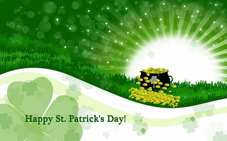Happy Saint Patricks Day Lucky shamrock clover leaf on green background  perfect for the wallpaper postcard and background illustration 9924791  Vector Art at Vecteezy