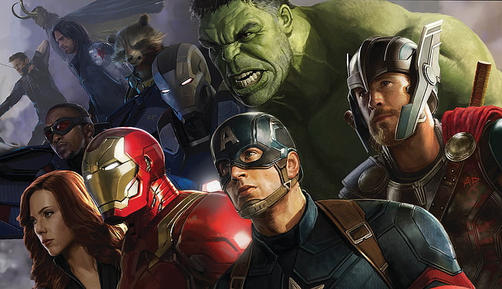 The Avengers poster, Glasses, Scarlett Johansson, Falcon, Heroes