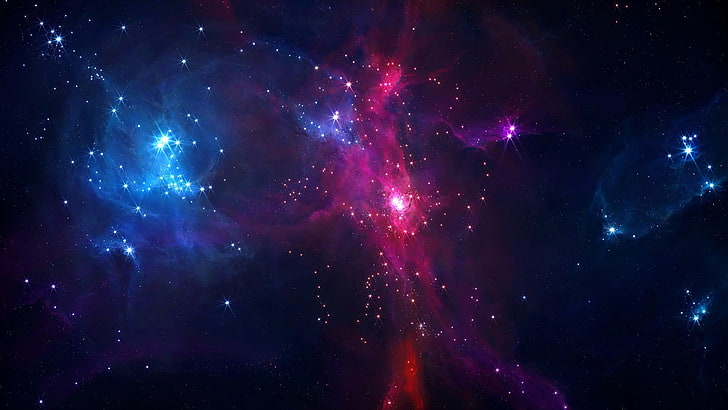 multicolored galaxy digital wallpaper, space, universe, stars