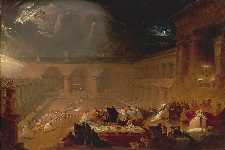 classical art, Europe, John Martin, 1821, Belshazzar's Feast, HD wallpaper