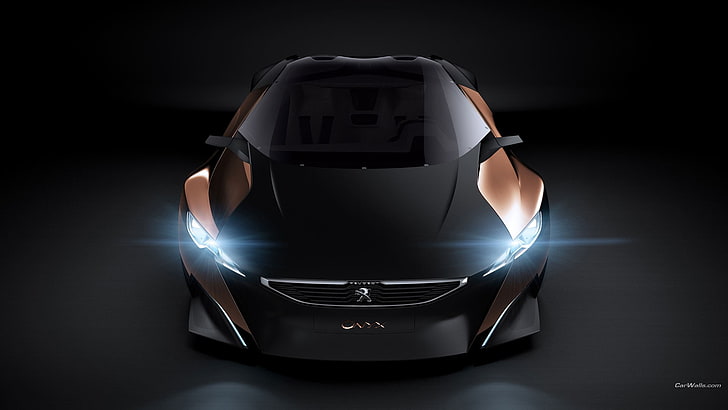 Peugeot Onyx, car, indoors, black background, food and drink