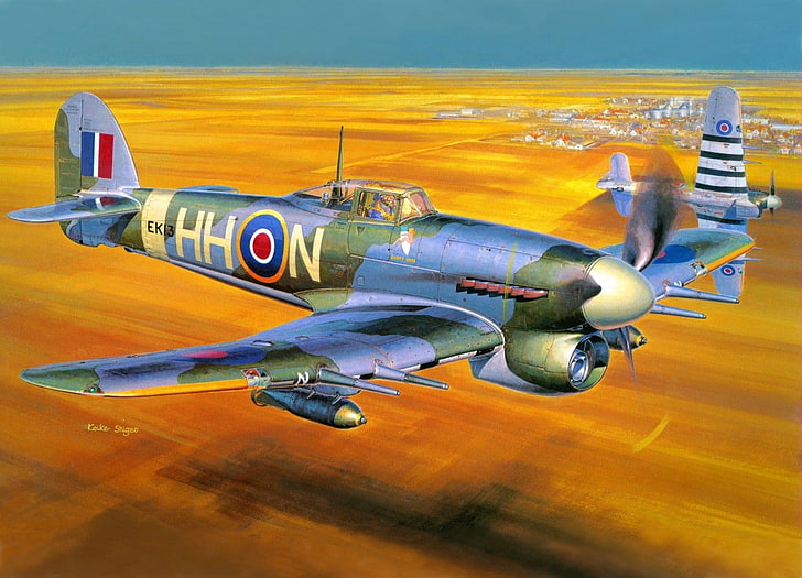 World War II, airplane, aircraft, Hawker Typhoon, military