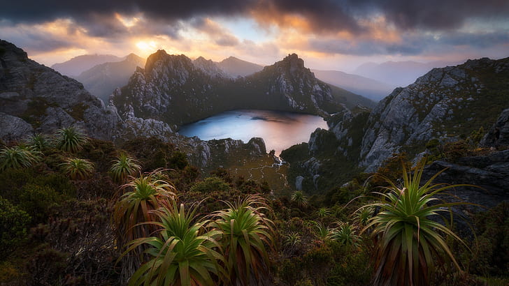 Earth, Landscape, Lake, Lake Oberon, Mountain, Tasmania, HD wallpaper