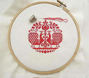 HD wallpaper: cross stitch, embroidery, manual work, red, art and craft,  communication | Wallpaper Flare