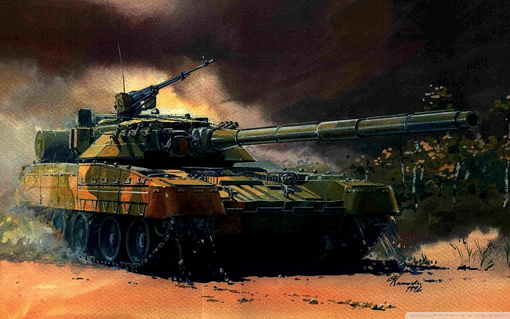 tank, T-80, vehicle, artwork, military, armed forces, fighting