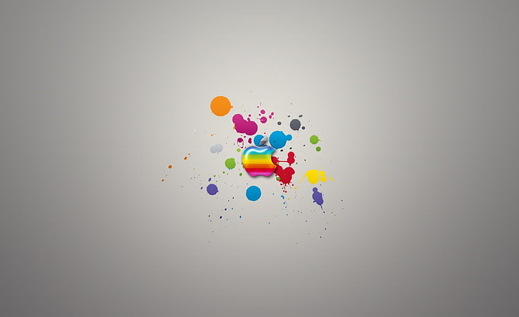 Glossy Apple Colorful Splash, Apple logo, Computers, Mac, multi colored, HD wallpaper