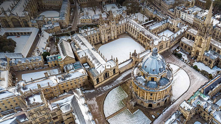 winter, England, panorama, Oxford, HD wallpaper