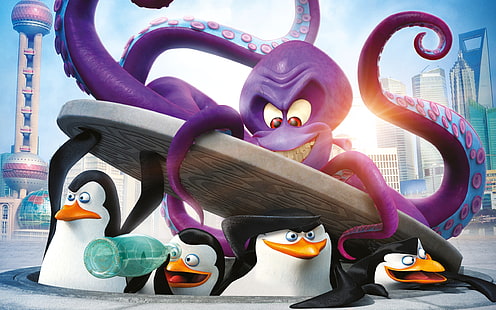 HD wallpaper: Penguins Of Madagascar, purple octopus illustration, Movies,  Hollywood Movies | Wallpaper Flare