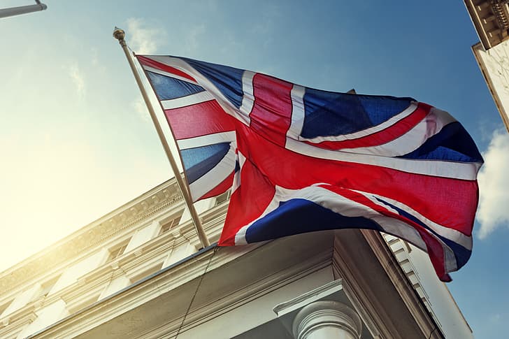 Union Jack, London, England, Britain, flag, British, building